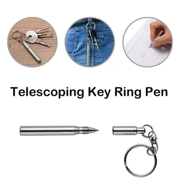 

Portable Key Ring Stainless Steel Telescopic Pen Telescoping Ballpoint Pens Keychain Tool