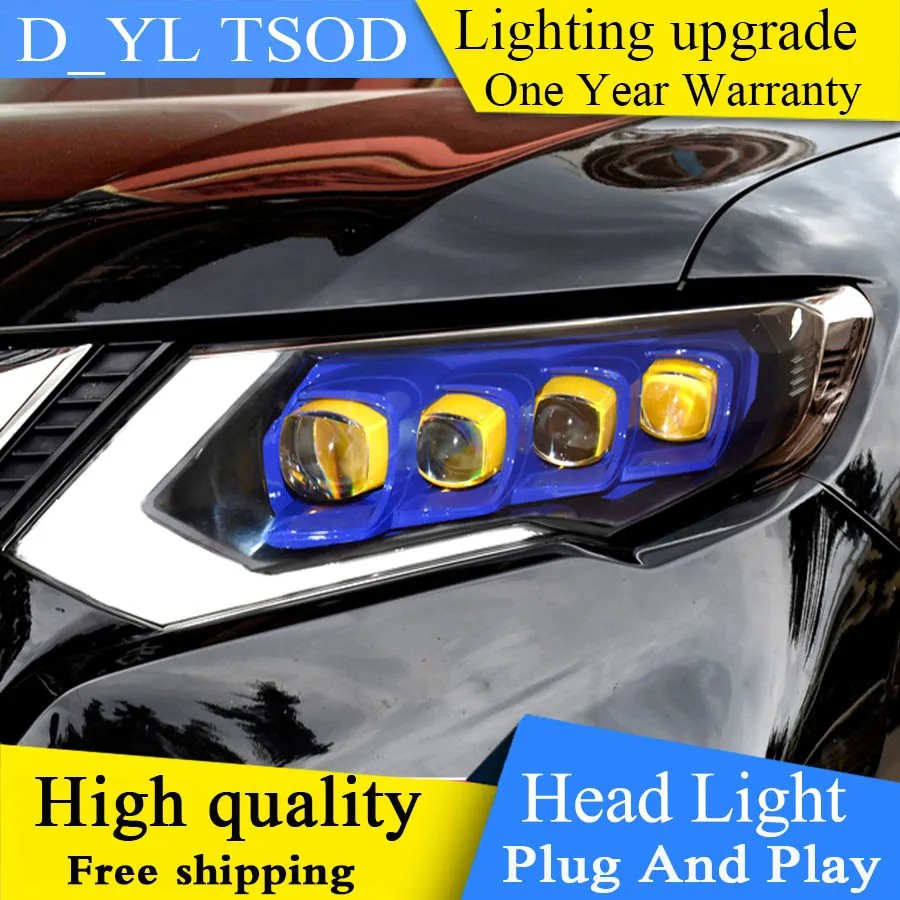 Автомобильный Стайлинг для Nissan X-Trail фары- Nissan X-Trail светодиодный светодиодные дневные ходовые огни на передних фарах СВЕТОДИОДНЫЙ матричный объектив поворотный свет
