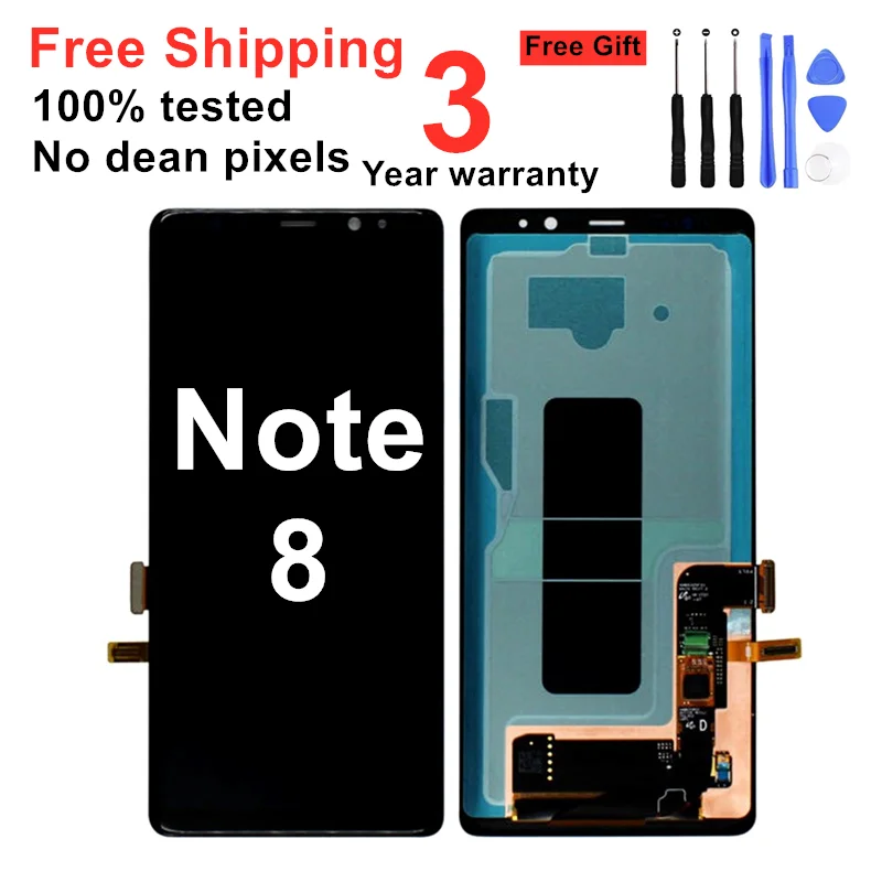 Super AMOLED Note 8 N950F LCD For Samsung Galaxy Note 8 Display With Frame Note 8 SM-N950A N950U LCD Touch Screen Digitizer the best screen for lcd phones android