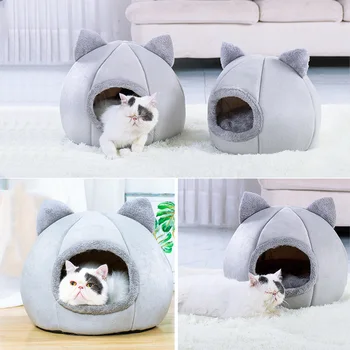 

Warm House For Cat Dog Pet litter Semi-Closed Kennel Winter Warm Nest Soft Plus Velvet Deep Sleep Mat Pad Pet Nest Cat Tent Bed