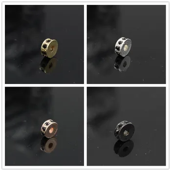 

10pcs/lot 7mm CZ Basic Spacer Beads DIY Metal Beads Micro Pave CZ Crystal Charm Beads for Men Jewelry Bracelet Making Wholesale