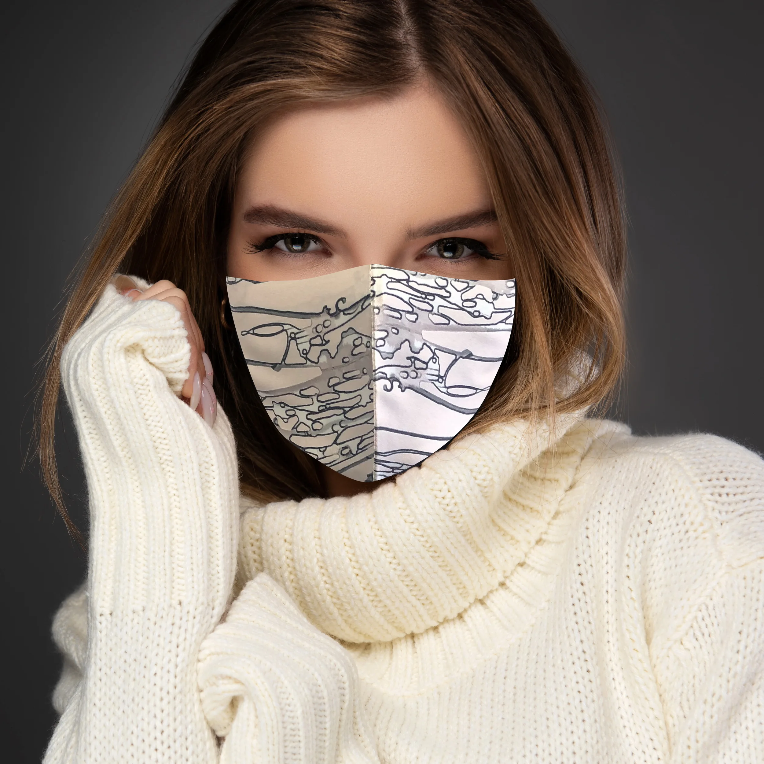 Natural Mulberry Silk Printed Face Mask Adult Woman Man With Filter Pocket Adjustable Ear Strap Reusable Washable