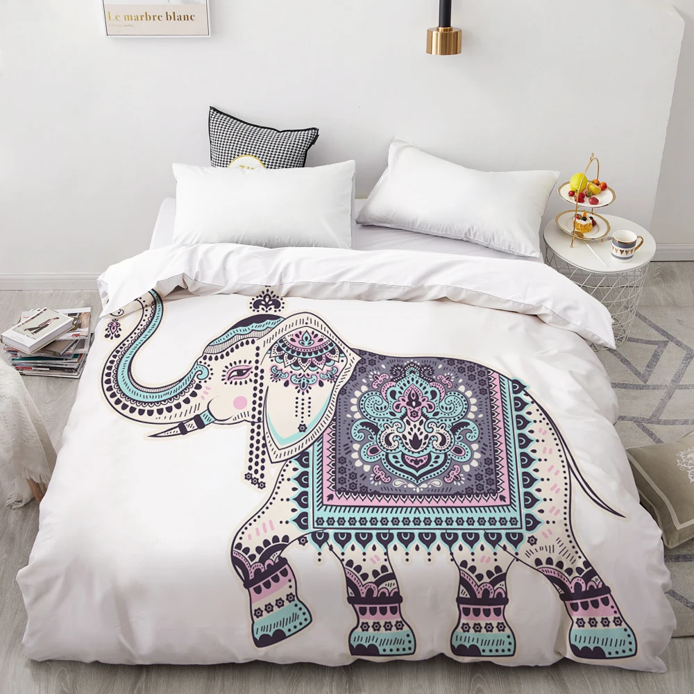3D пододеяльник, одеяло/одеяло случае королева/король, постельное белье со слоном на заказ размер/220x240/200x200, Прямая - Цвет: Elephant-02