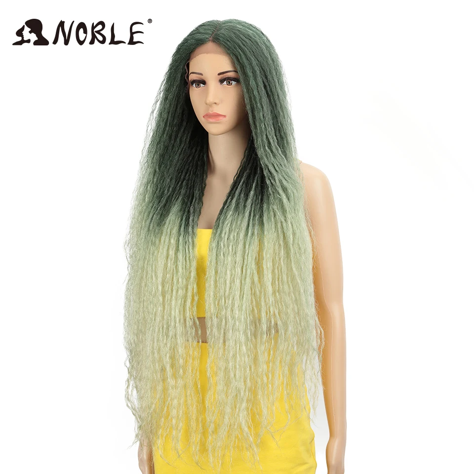 Noble Cosplay Wig Long Braided Wig 38inch Synthetic Lace Front Wigs For Women Pink Green Wig Lace Front Wigs For Black Women