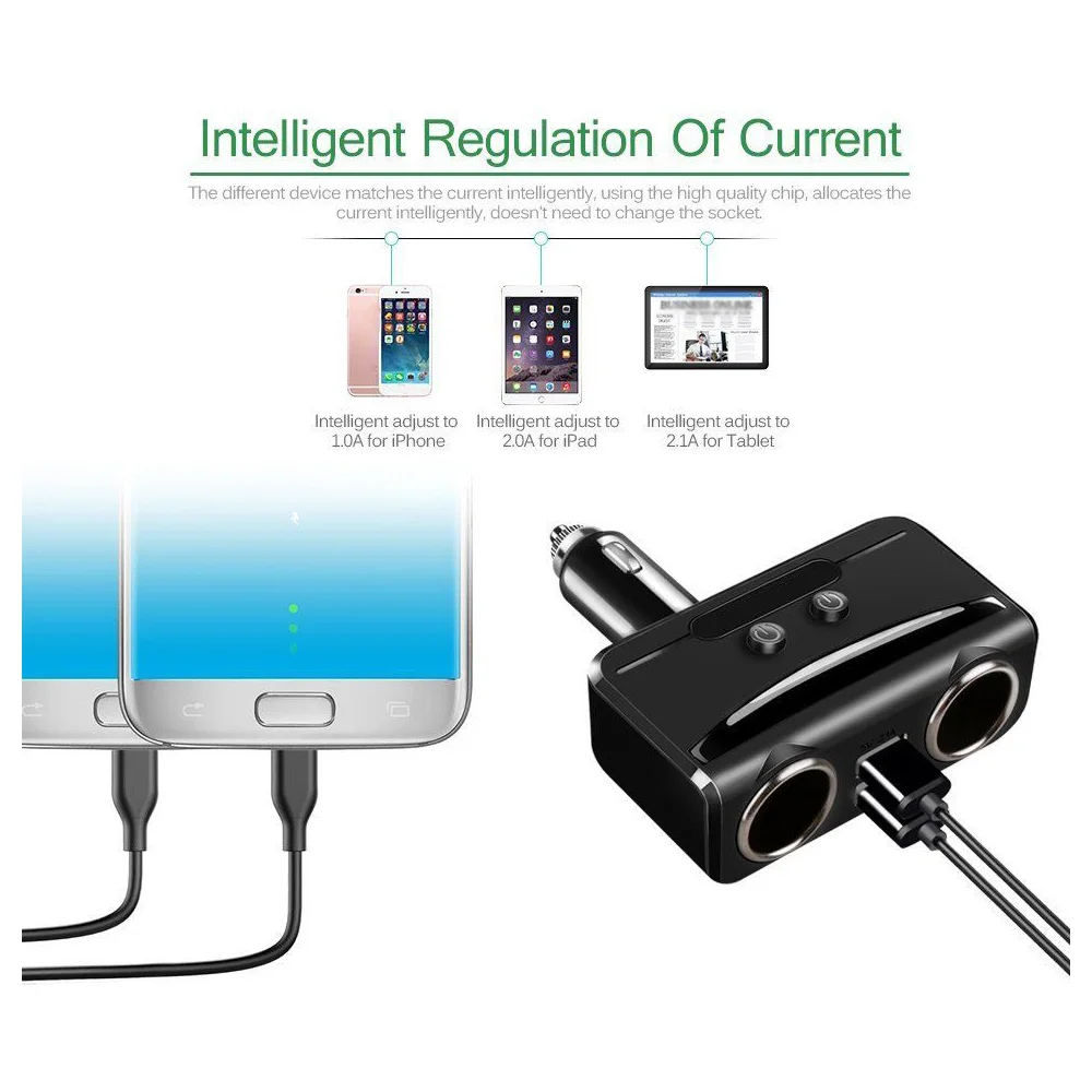 DC-12V-Car-Cigarette-Lighter-Adapter-2-Way-Double-Plug-Socket-Charger-Splitter F