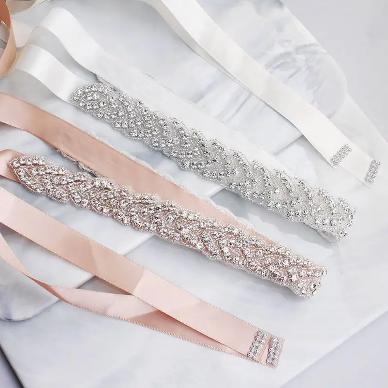 Luxury Jeweled Bridal Waist Belt Applique Rhombus Rhinestone Women Wedding Sash for Party Banquet Prom Evening Dresses Gown