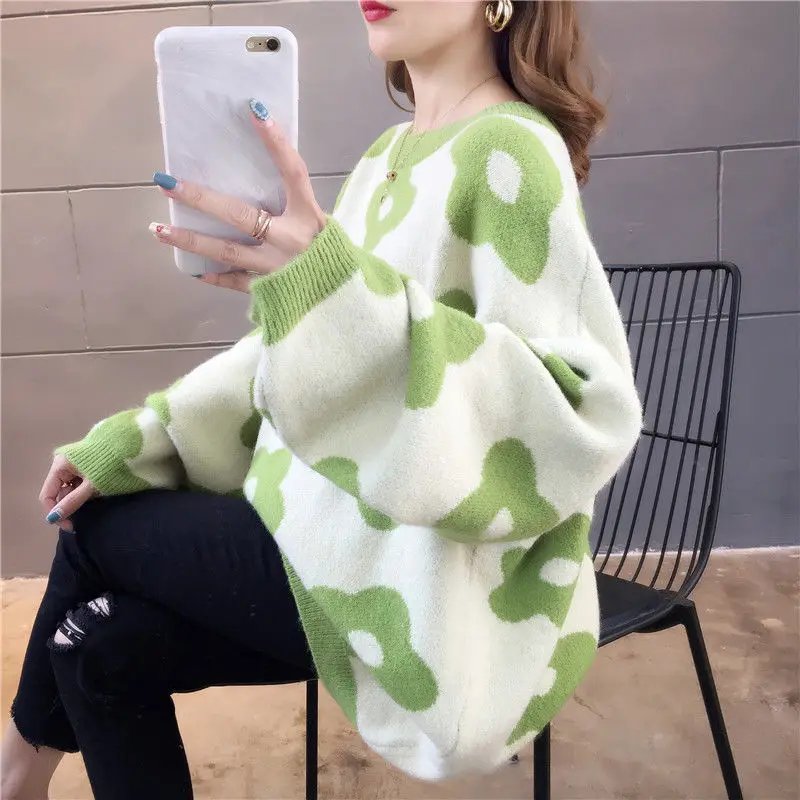 

Sweater women's fall / winter 2019 new Korean style loose large lazy Pullover Sweater Top Fashion