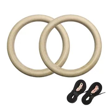 

2pcs Gym Rings, Wood Gymnastic Rings with 15ft Adjustable Straps My22 20 Dropship