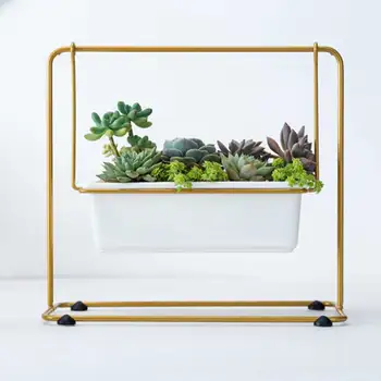 

Nordic Geometric Flower Pot Wire Frame Swing Succulents Flowerpot Ornaments TB Sale