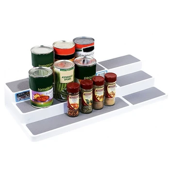 

Horizontal Pull Stretch Three - Layer Step Seasoning Storage Rack Household Items Kitchen Rack 3-Level Expandable Desktop Shelf