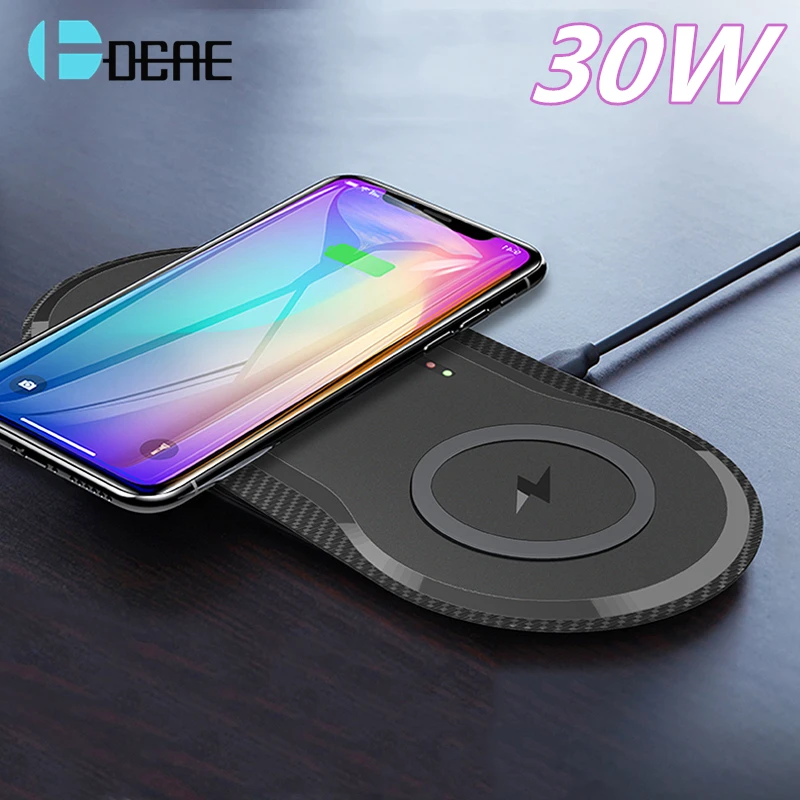 Dual Seat 30W Fast Dual 15W Qi Wireless Charger for iPhone 12 11 Pro X XS XR 8Plus Samsung S21 S20 S10 2 in 1 Quick Charging Pad