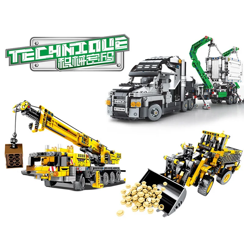 Online Construcción de la ciudad de ingeniería de elevación de grúa juegos de bloques de construcción compatibles Legoed bloques técnicos juguetes educativos para niños
