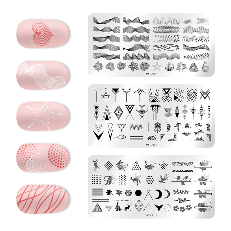 

PICT YOU Striped Line Stamping Plates Flowers Animal Stamp Plate Tropical Geometry Lace Halloween Pumpkin Nail Stamping Plates