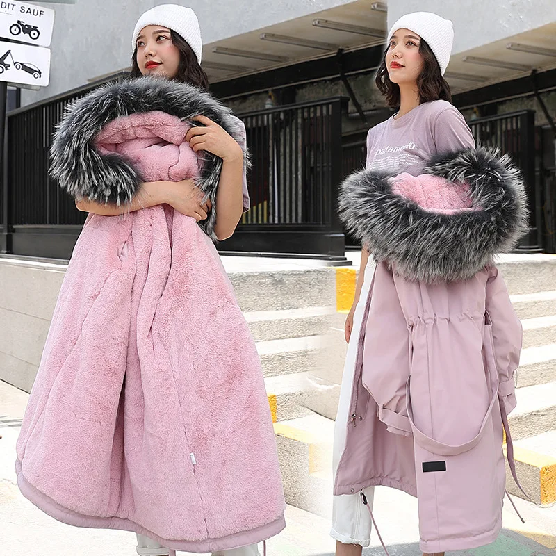 Diwish, Зимняя женская куртка, тонкая, зимняя верхняя одежда, средней длины, ватная куртка, толстая, с подкладкой, теплая парка, ягненок, ватные диски - Цвет: Pink