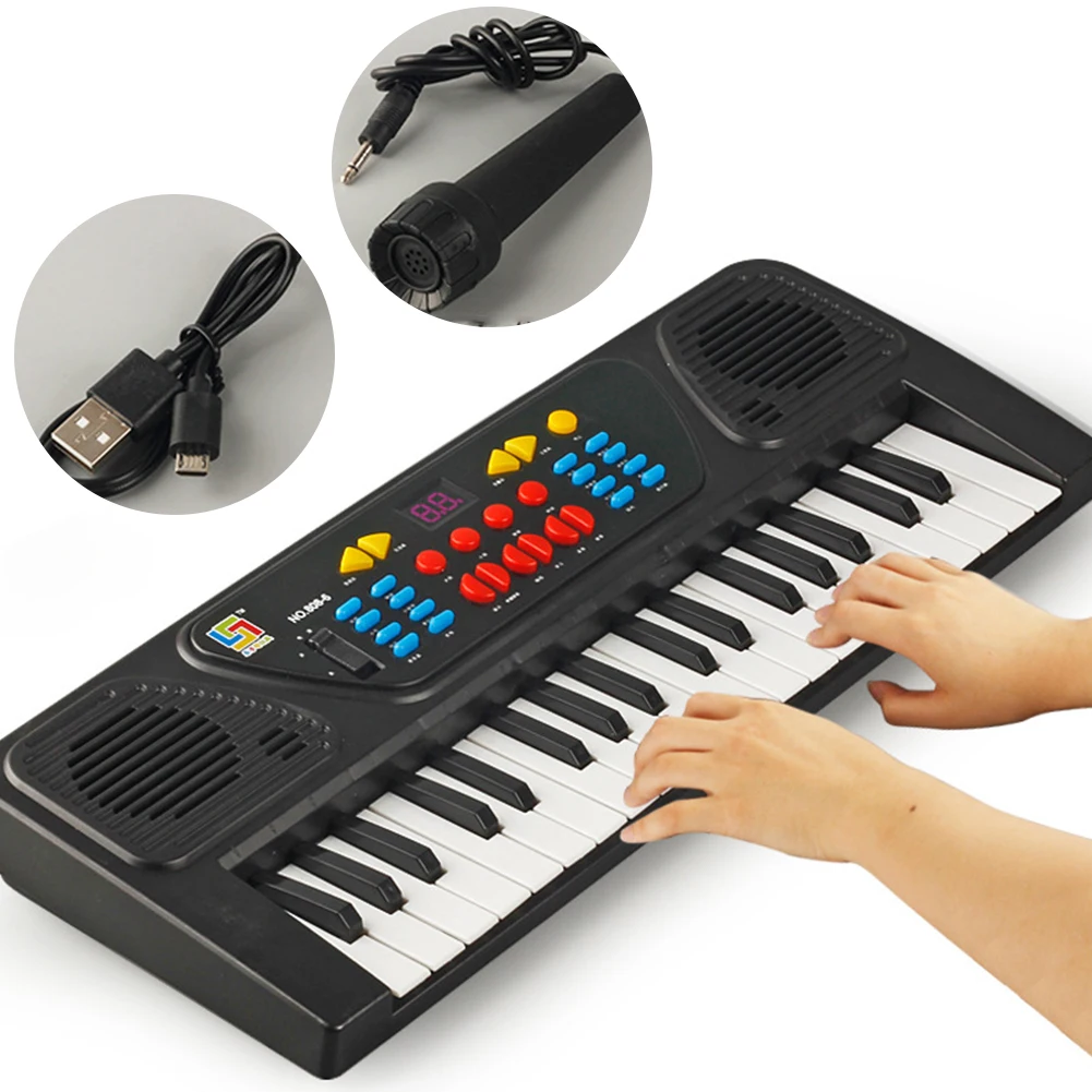 37 клавиш Музыкальный обучающий инструмент Электрический пианино детская игрушка подарок Дошкольное прослушивание с микрофоном вдохновить интерес моделирование