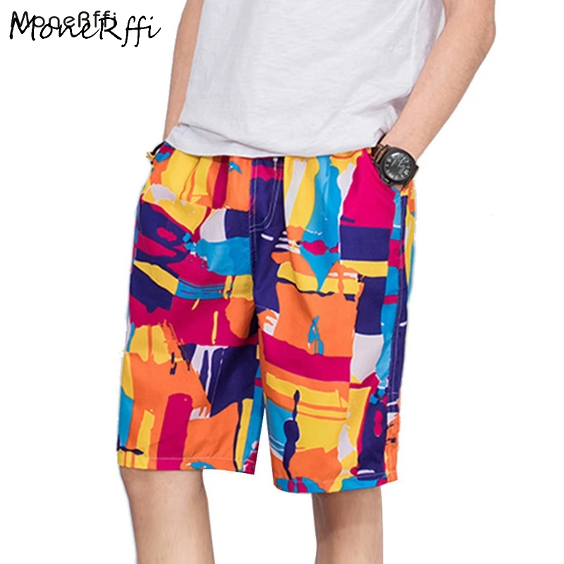 

MoneRffi Summer Men Women Board Shorts Printed Unisex Beach Trunks Quick Dry Board Shorts Loose Drawstring Casual Couple Shorts