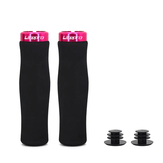Litepro Bike Grips Bicycle mtb Grips Ultralight Handlebar Grips Bicycle Locking Sponge Hand Grip Bicycle Goods Bike Accessories LP grips rose red