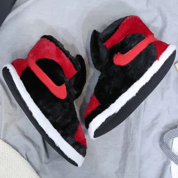 

Suihyung New Women Plush Slippers Winter Warm Non-slip Indoor Shoes Plush Stuffed House Cotton Shoes Flats Ladies Home Slippers