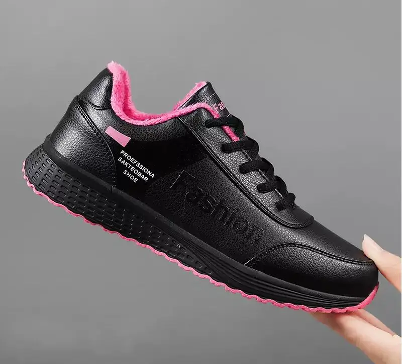 Зимняя теплая женская спортивная обувь; zapatos de mujer; прогулочные сетчатые ботинки для бега на плоской подошве из искусственной кожи; женские кроссовки; коллекция года; sapato feminino