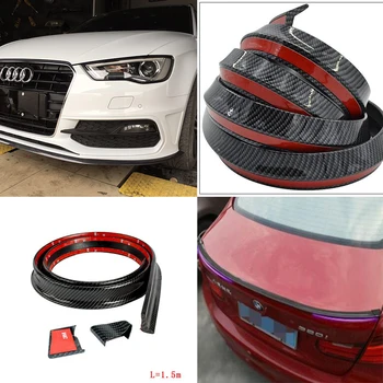 

Rubber Carbon Trunk Lip Wing 1.5 Meters With Front lip Body Kit 2.5 Meter Trim Sticker for Audi A3 A4 A5 A6 A7 A8 Universal