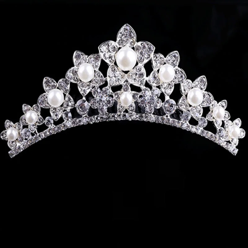 Style 16 Корейская модная с кристаллами и жемчугом тиара корона принцессы гребни для волос свадебная вуаль украшения для волос аксессуары для невесты детей - Окраска металла: Style 16