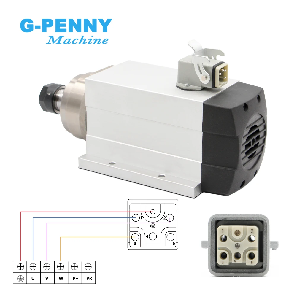Новое поступление! 1.5kw ER20 с воздушным охлаждением Шпиндельный двигатель фланцем 4