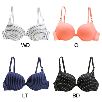 

Solid Color Light Front Buckle Back Adjustable Adjustment Bra Stripe Pad 3/4 Cup Bra