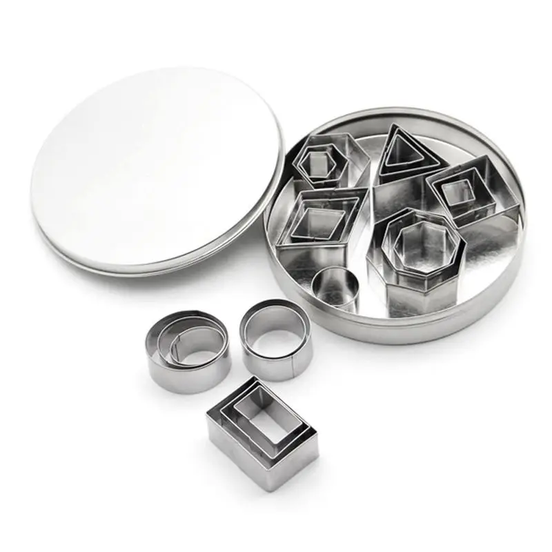 Cookie Cutter 24 Pcs/set Stainless Steel Fondant Cake Baking Mold Round Heart Flower Star Shape Biscuit Decorating Moulds |
