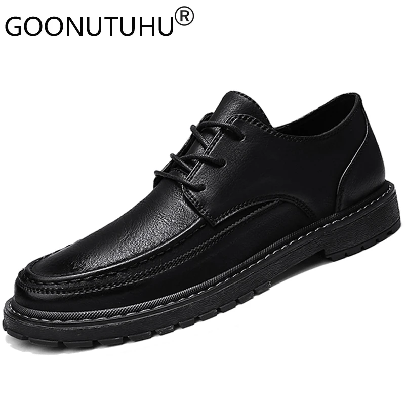

2019 style fashion men's shoes casual leather classics brown gary black lace up shoe man nice comfortable platform shoes for men
