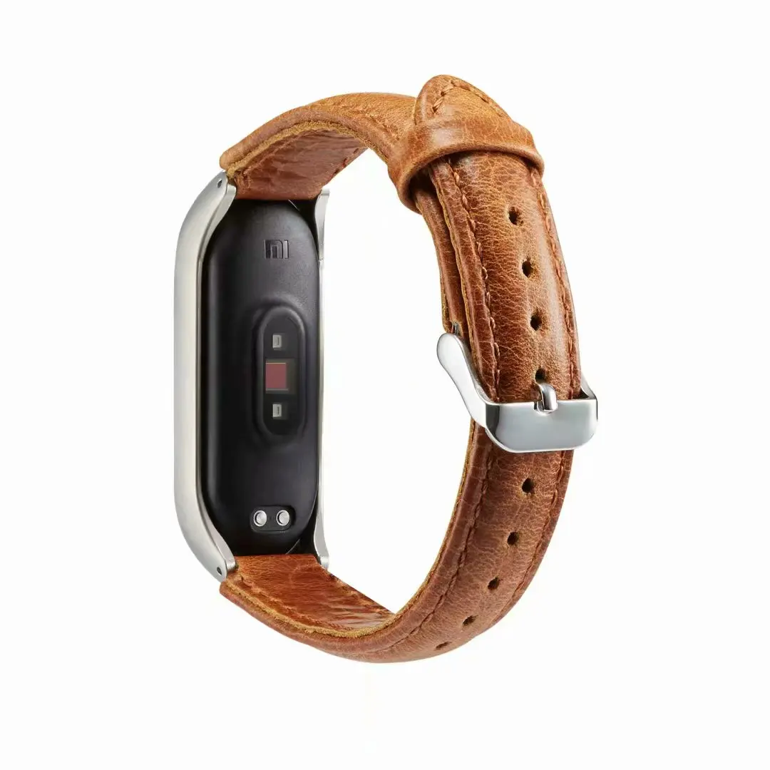 Модный ремешок из натуральной кожи для xiaomi mi Band 3 4 mi Band 4 Smart Watch поводок собаки для xiaomi mi band 4 браслет