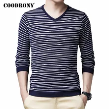 COODRONY Brand Sweater Men Fashion Striped Casual V-Neck Pull Homme Autumn Winter Soft Warm Knitwear Pullover Men Clothing C1094