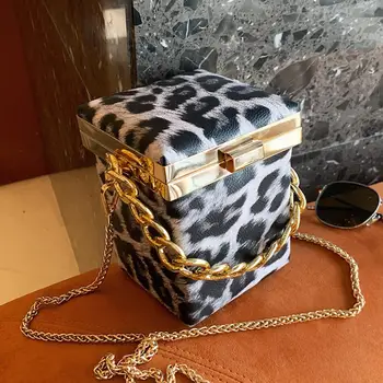 

Mini Box Tote bag 2020 Fashion New High quality PU Leather Women's Designer Handbag Contrast color Chain Shoulder Messenger Bag
