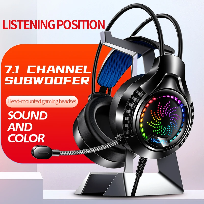 Rgb Gaming Headconjunto com Microfone 7.1 Surround hd Som Estéreo Duplo 3.5 mm Usb Wired Fone de Ouvido para Ps5 Computador Portátil Telefone - Image 4