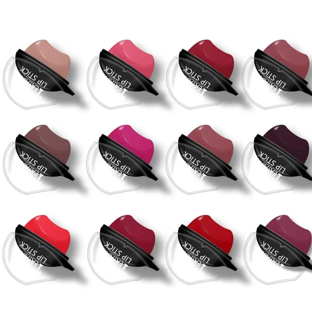 12 Colors Sexy Red Lips Lazy Population Red Waterproof Matte Lipstick Long-Lasting Lip Gloss Makeup Nude Lip Makeup
