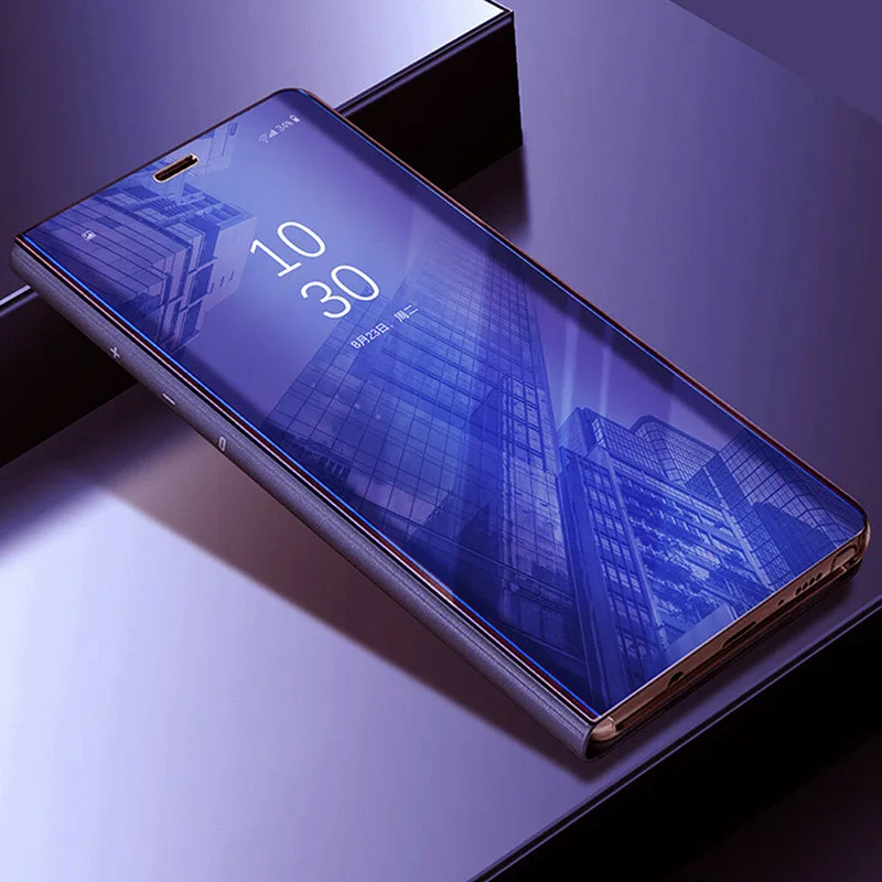 Purple Умный зеркальный флип-чехол для samsung Galaxy S8 S9 плюс S10 S10E S7 край S6 Note 9 8 J7 J5 A6 A8 J4 J8 J6 A5 крышка - Цвет: Purple