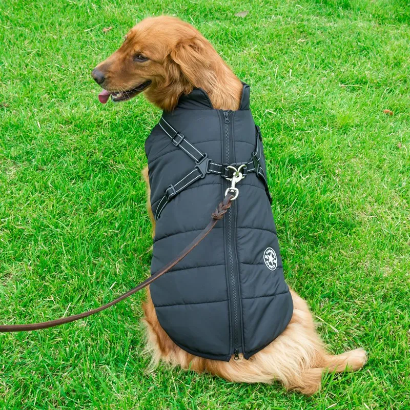 Manteau,Grande veste pour chien avec harnais hiver chaud chien vêtements pour Labrador Manteau,Grande veste pour chien avec harnais hiver chaud chien vêtements pour Labrador
