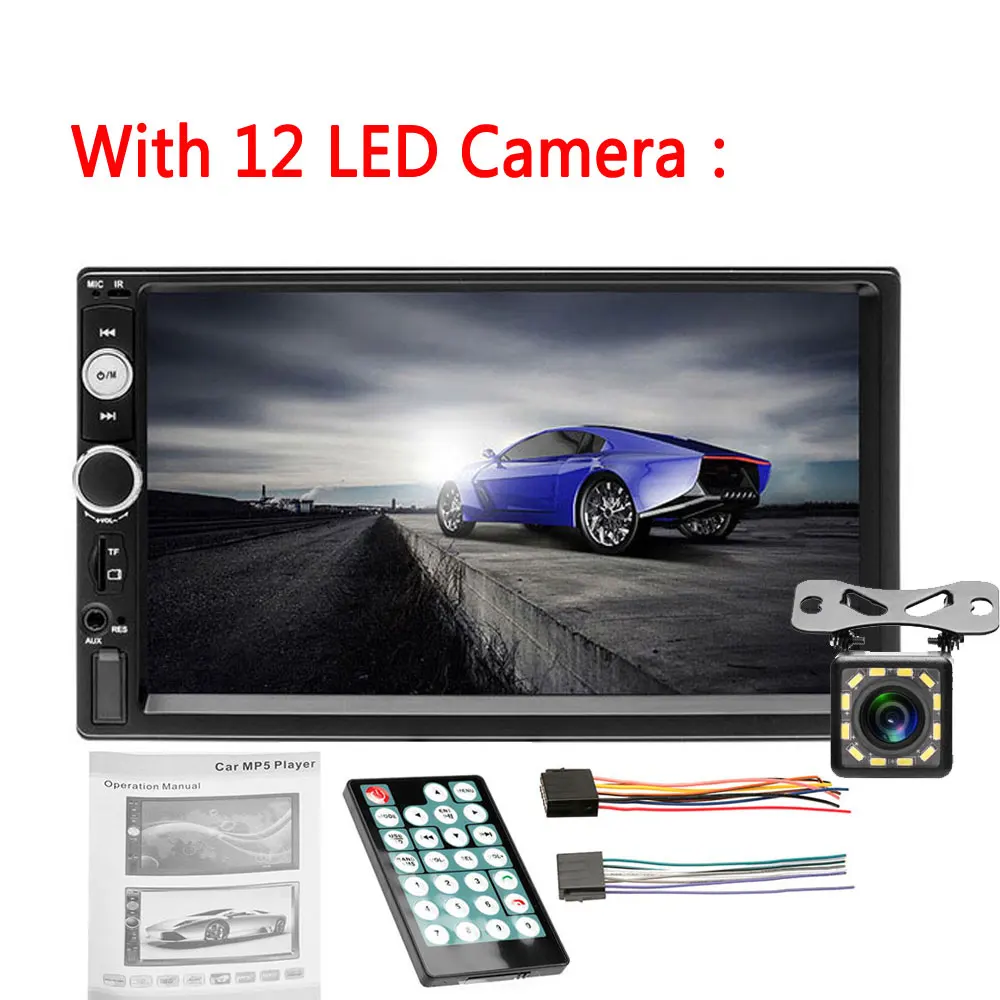 With 12 LED Camera Автомобильный последователь 2 Din Автомобильная магнитола мультимедиа MP5 плеер " дюймов HD Авторадио с сенсорным экраном Bluetooth автомобильный аудио стерео FM AUX - Цвет: With 12 LED Camera