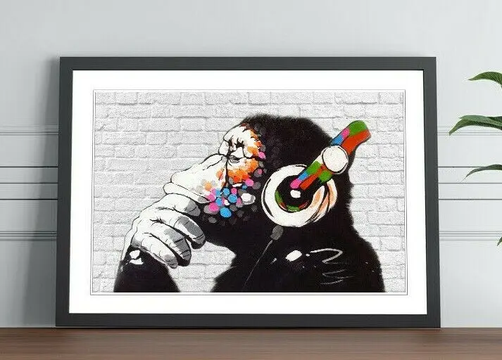 Dj Monkey White Brick UNFRAMED Street Art Poster Picture Print 4 Sizes Luxury Canvas Decor Wall | Дом и сад