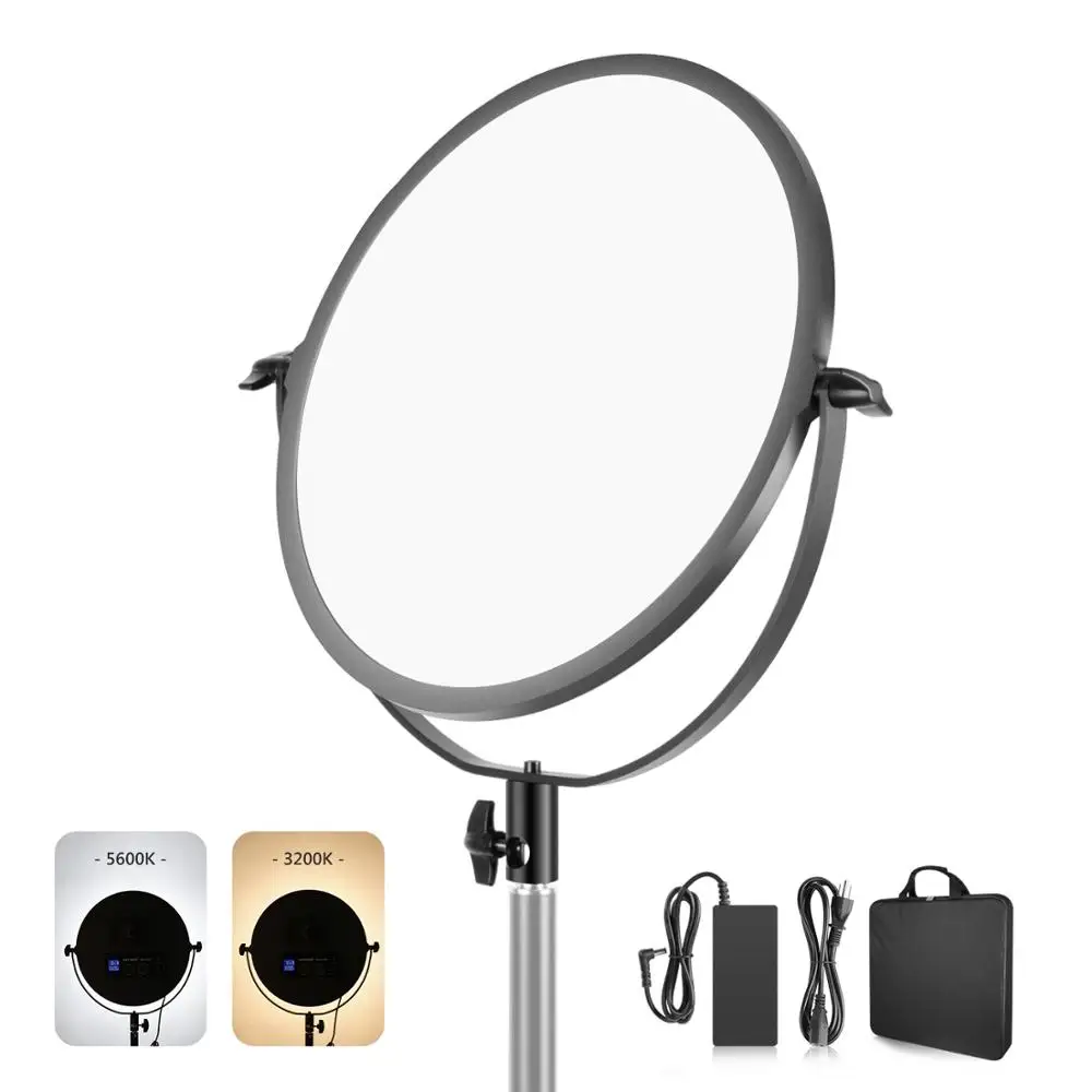 Best Offers Neewer LED Bi-Color Studio Round Lighting, Ultra Thin Studio Edge Flapjack Light, 16-Inch Portrait Light with Battery Holder/AC