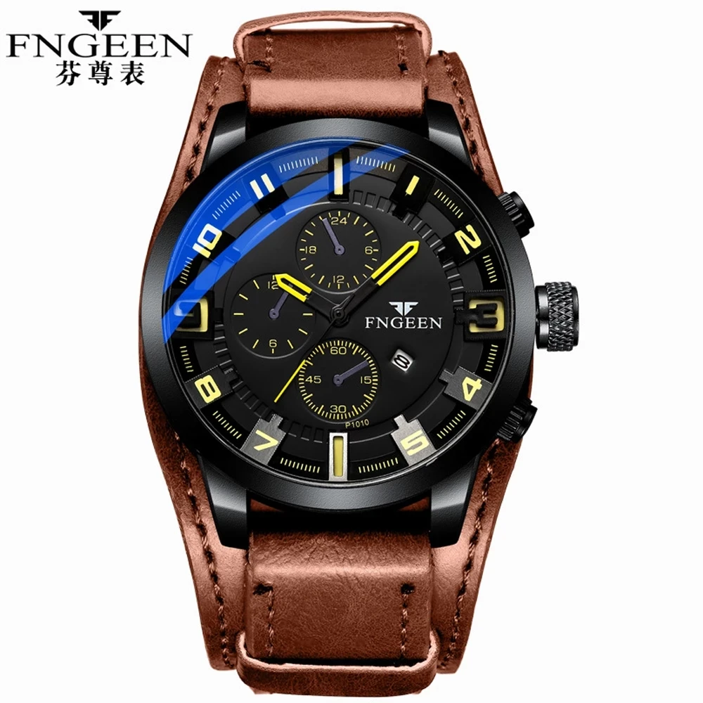2022 Top Brand Luxury Mens Watches Male Clock Date Sport Military Hour Leather Strap Quartz Business Watches Relogio Masculino