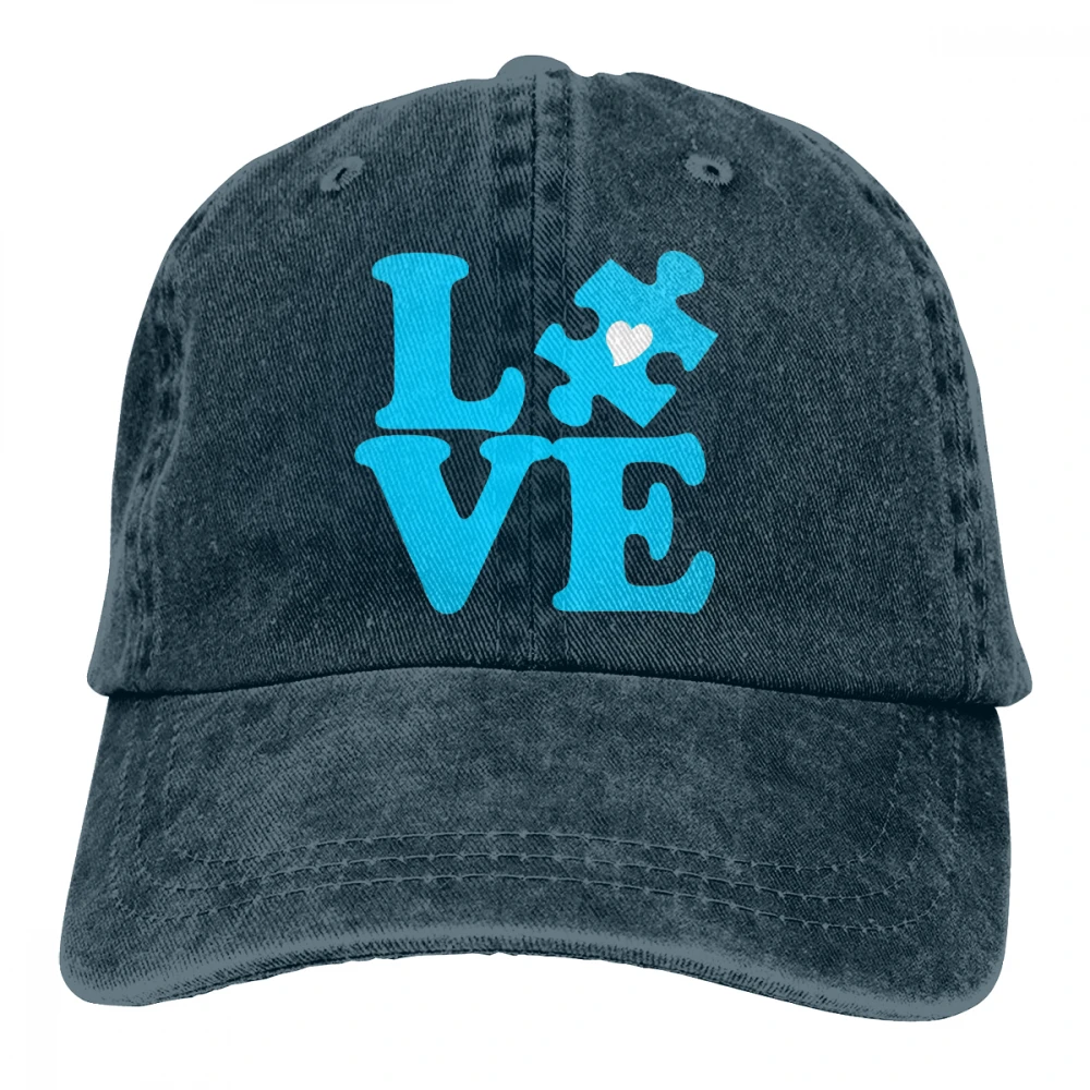 Любовь осознание аутизма Casquette черный унисекс Мужские Женские деним бейсболка с ремешком Кепки регулируемые клюшки для гольфа шляпа для папы