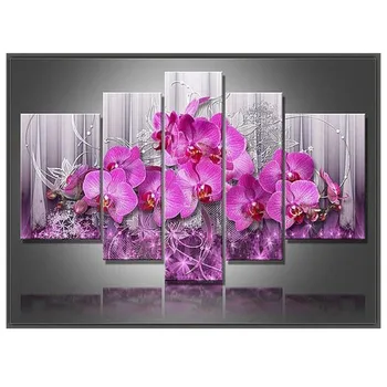 

5d diy Diamond Painting orchid flower Cross Stitch Square Diamond mosaic Full diy Diamond Embroidery Butterfly orchid 5pcs/set