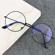 Vintage Round Blue Light Glasses Metal Frame Clear Lens Phone Gaming Computer Glasses Classic Black Circle Eyeglass Frame Oculos