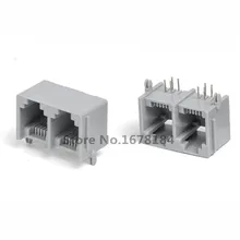 50 pces 1*2 Siamese-6P4C-band borda-conector cinzento da relação de rede rj11 da relação de rede de 90 graus