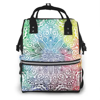 

Fashion Mummy Maternity Nappy Bag Colorful Mandala Flower Large Capacity Baby Bag Travel Nursing Bag for Baby Care