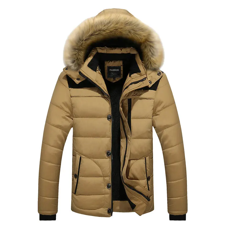 Мужская зимняя куртка, пальто с меховым капюшоном, теплая осенне-зимняя парка, мужские обтягивающие удобные пиджаки