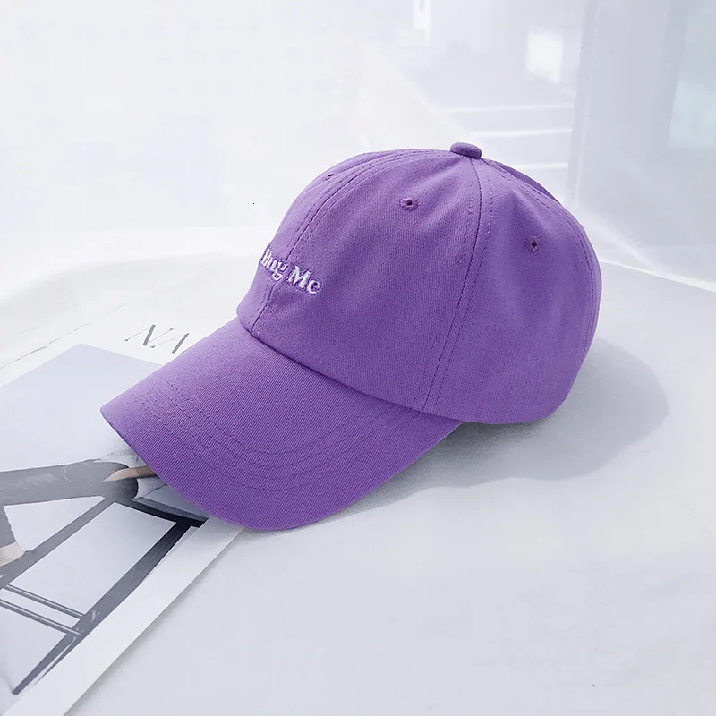 Hug purple Шикарный стиль мятно-зеленая вышитая бейсбольная кепка с буквенным принтом Женская стильная мягкая шапка с гусиным язычком, однотонная шляпа Джокер, трендовая - Цвет: Hug purple