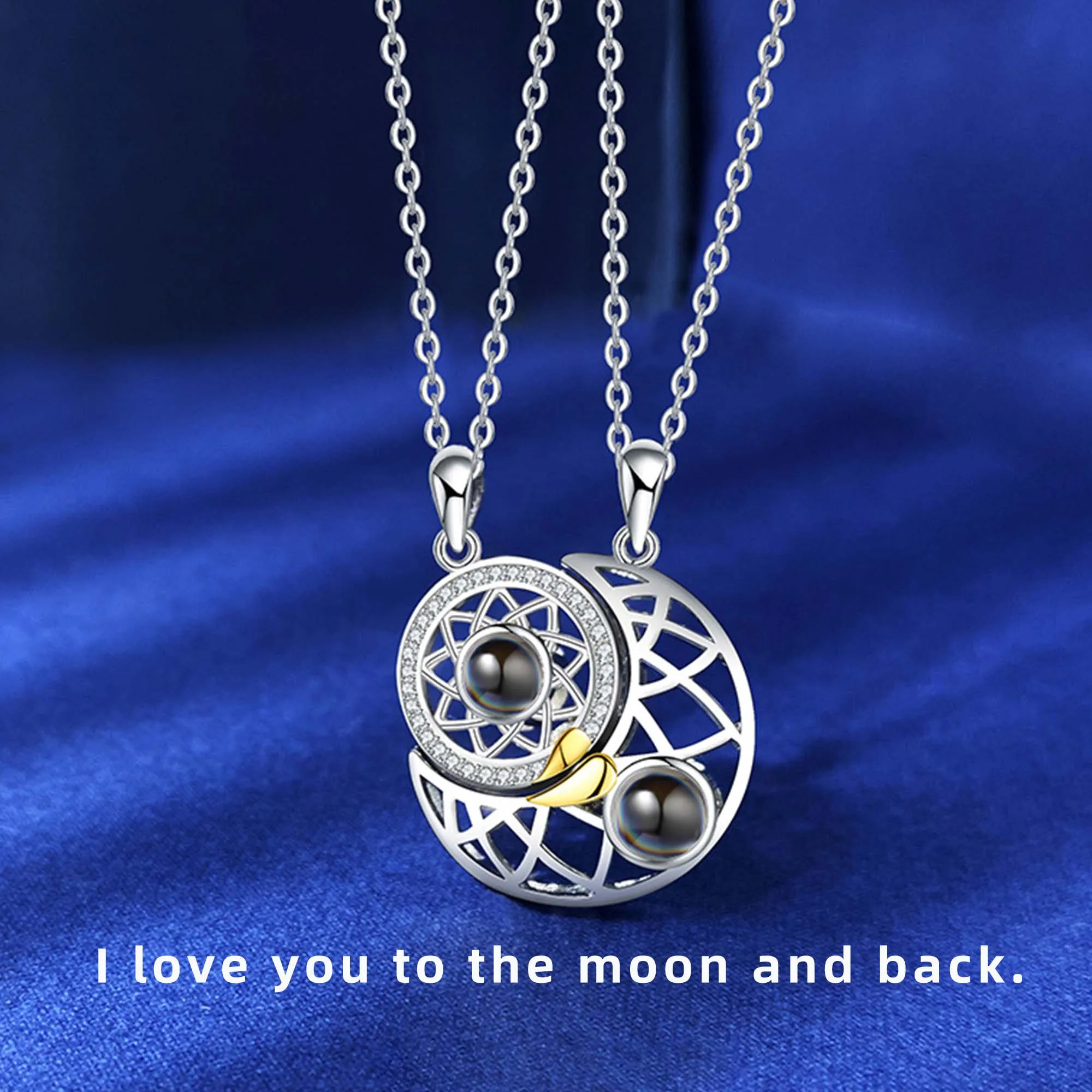 regalo di coppia Asotagi per coppie Coppia di collane magnetiche con sole e luna 100 lingue con scritta I Love You proiection regalo di coppia Asotagi per coppie Coppia di collane magnetiche con sole e luna 100 lingue con scritta I Love You proiection