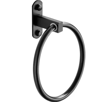 

Towel Ring Hand towel Rack Hanger For Bathroom Black Durable glue concealed screws included easy installation 1pc