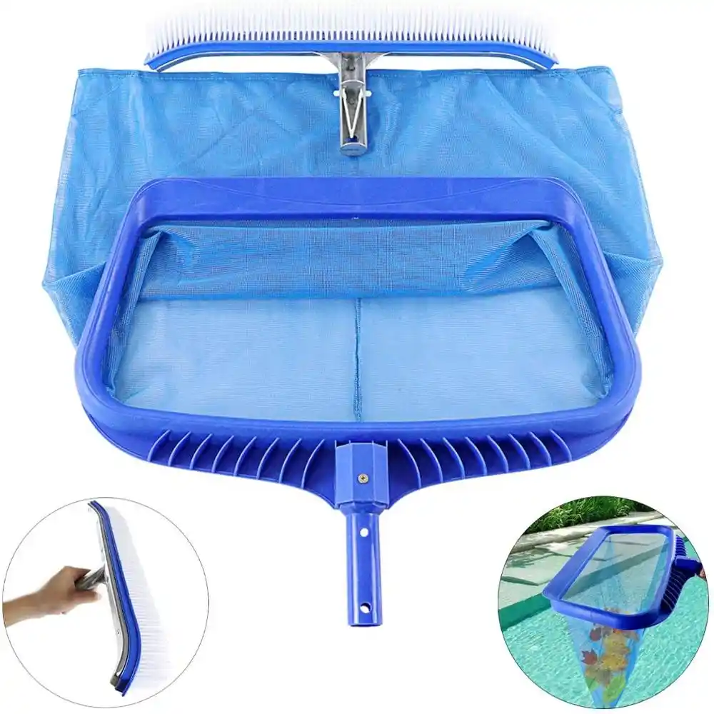 espumadera de red y cepillo para piscina herramienta de limpieza de alta resistencia malla fina red de hojas de piscina y cepillo de pared de